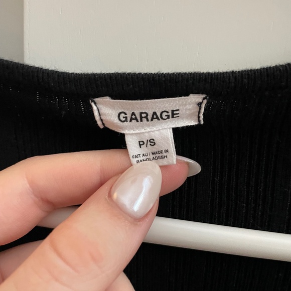 Small Black Ribbed Garage Button Up Sweater - Picture 2 of 3